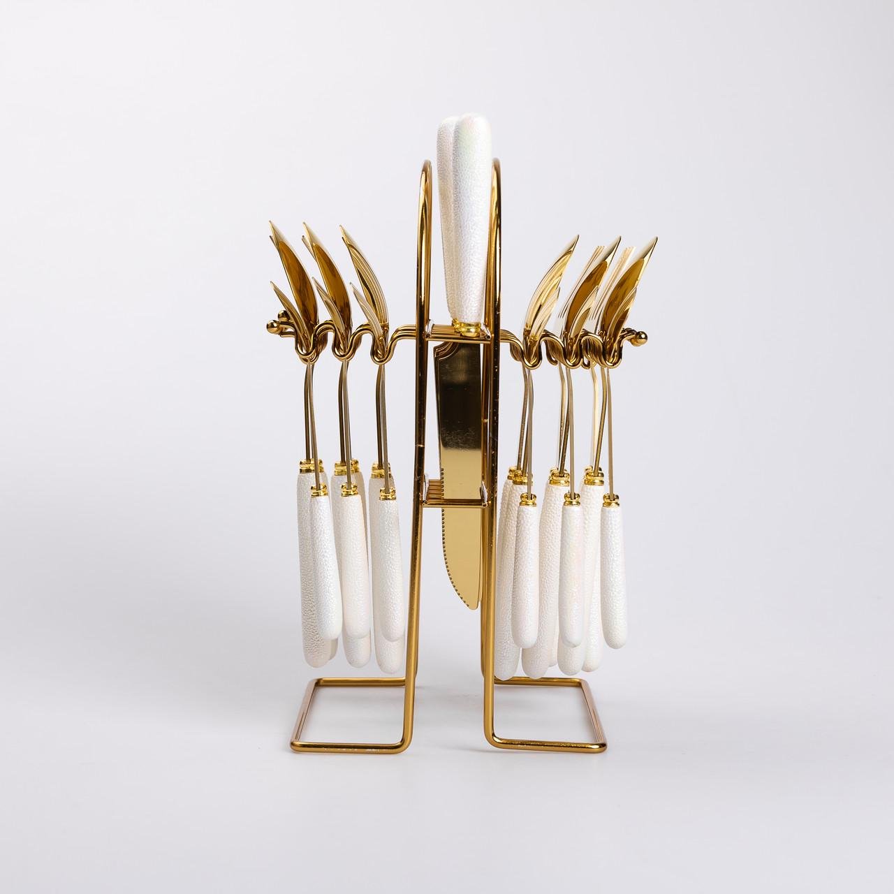 Набор столовых приборов на подставке 24 пр. с керамическими ручками (HP-20-49) - фото 5 Набор столовых приборов на подставке 24 пр. с керамическими ручками (HP-20-49) - фото 5