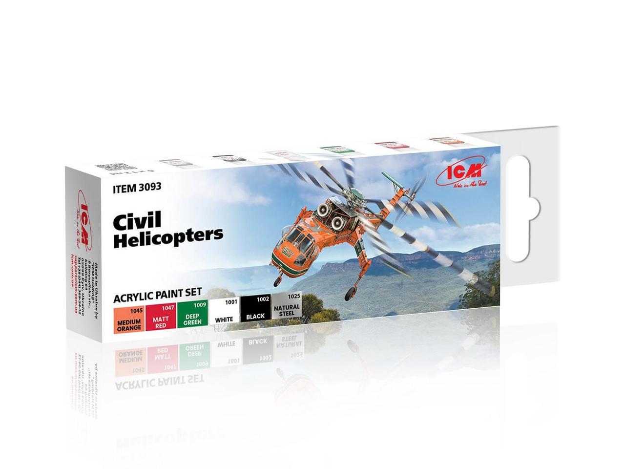 Набор акриловых красок ICM для Гражданских Вертолетов (3093)