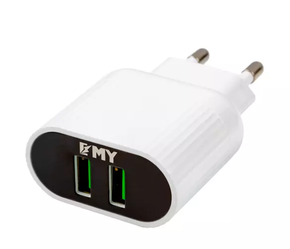 Сетевое зарядное устройство и Type-C кабель 110-240V MY-220 2xUSB 5V/12W White (DR012393)