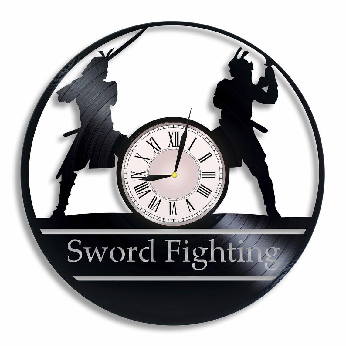 Часы настенные Бои на мечах 2401 из виниловой пластинки