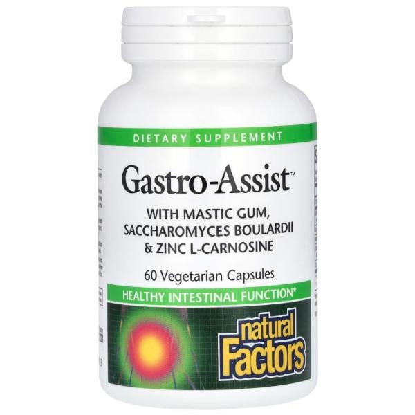 Улучшение работы кишечника Natural Factors Gastro-Assist with Mastic Gum Saccharomyces Boulardii & Zinc L-Carnosine 60 вег. капс. (000026285)