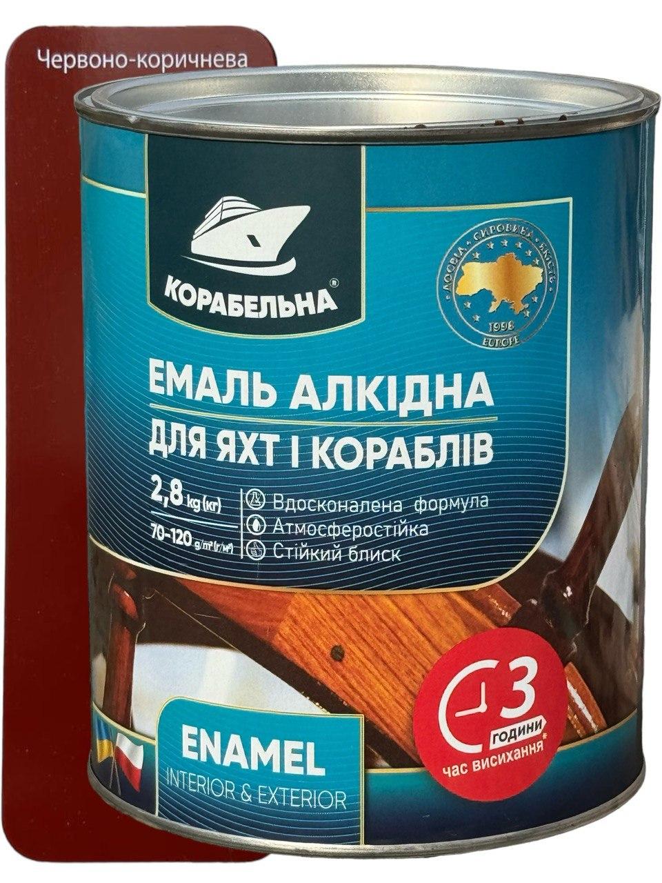 Эмаль алкидная КОРАБЕЛЬНА ПФ-115 2,8 кг Красно-коричневый (358274388)