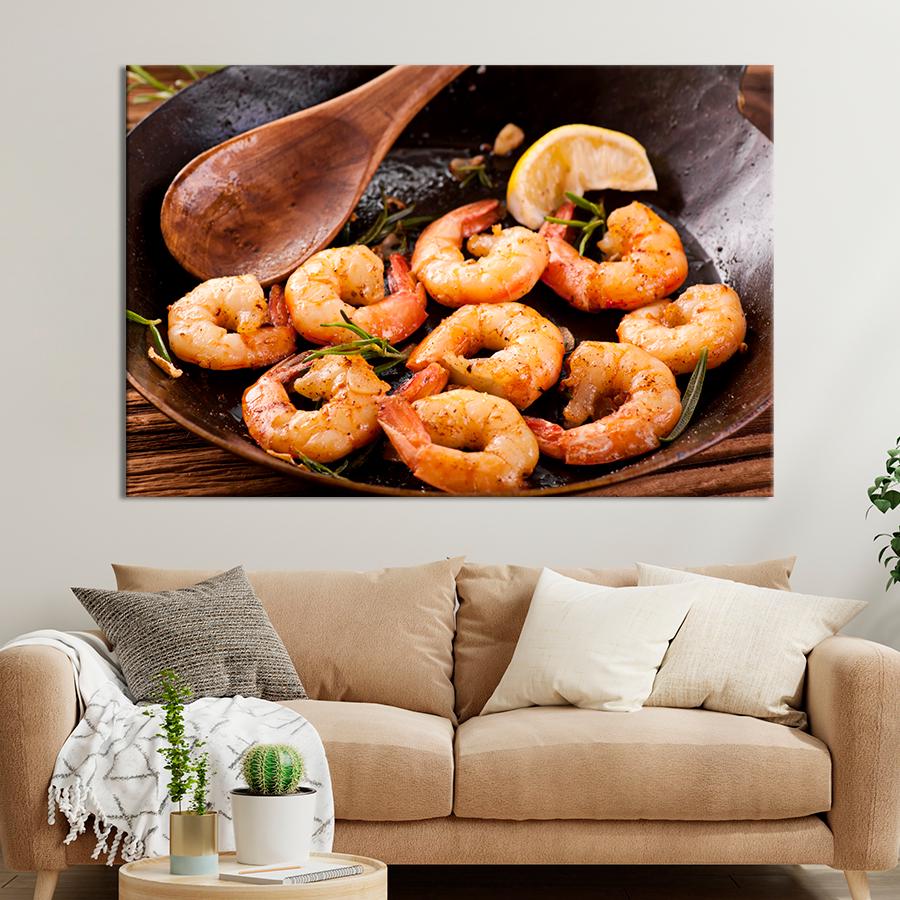 Настенний декор Жареные креветки с травами 51x34 см (A508-1)