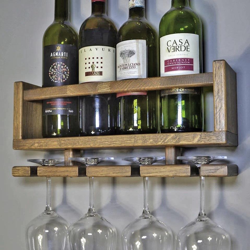 Полка для вина настенная из дерева Киото Палисандр (ПНК-000202)