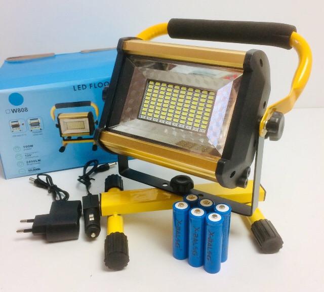 Прожектор-ліхтар UKC Flood Light 18650 LED 4 режими кріплення/5 акумуляторів 100 Вт Жовтий (22981456) - фото 6 Прожектор-ліхтар UKC Flood Light 18650 LED 4 режими кріплення/5 акумуляторів 100 Вт Жовтий (22981456) - фото 6