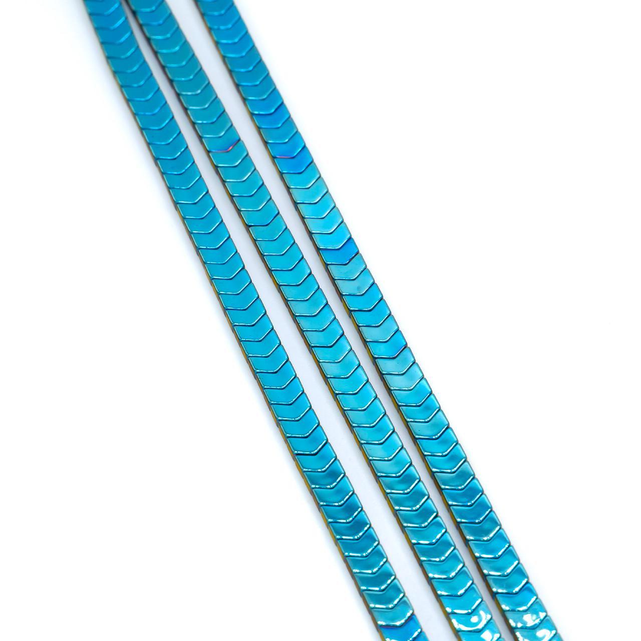 Бусины Змейка Гематит 4х2 мм 40 см 180 шт. Голубой (БГ0402з21)