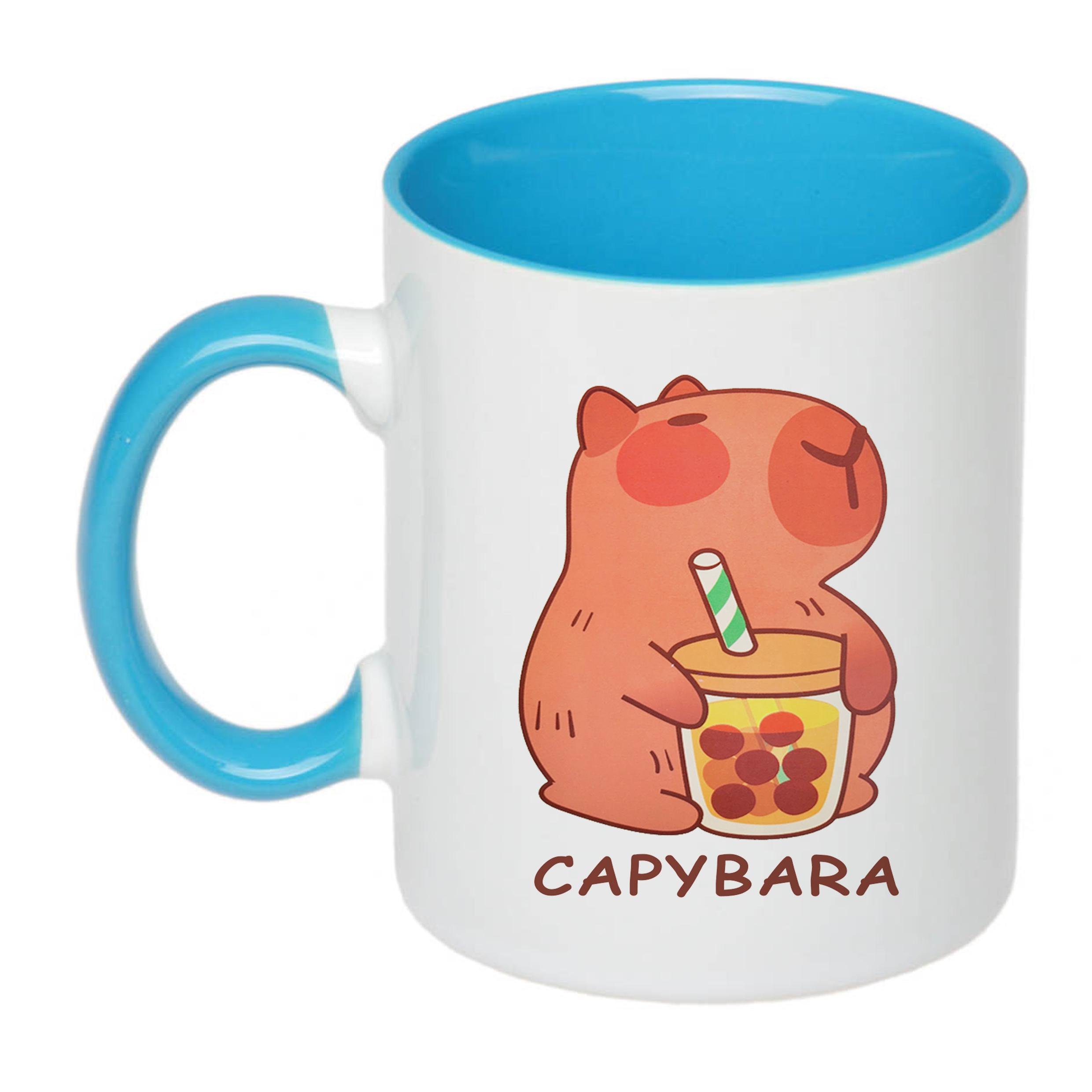 Чашка с печатью Капибара 330 мл Голубой (23942) - фото 1 Чашка с печатью Капибара 330 мл Голубой (23942) - фото 1