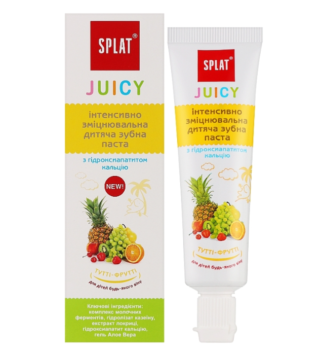 Зубная паста детская Splat Junior Juicy Тутти-Фрутти защита от бактерий и кариеса 35 мл (X-2361)