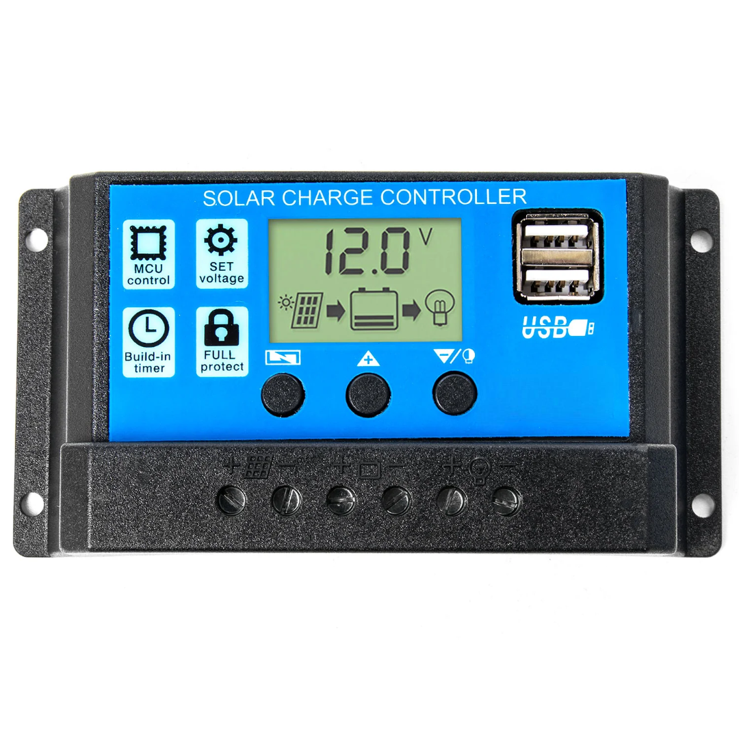 Контроллер солнечного заряда 30A 12V/24V с USB для автономных систем (2702)