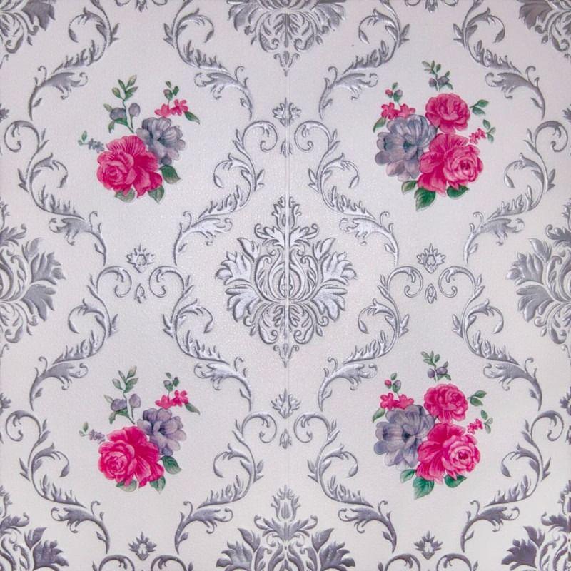 3D-панель Вензель самоклеюча декоративна 700x700x5 мм Сріблястий (SW-00000734)