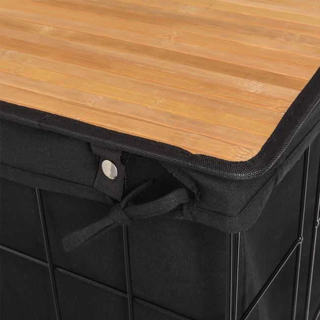 Кошик для білизни металевий з бамбуковою кришкою лофт 72 л Чорний (26969646) - фото 4 Кошик для білизни металевий з бамбуковою кришкою лофт 72 л Чорний (26969646) - фото 4