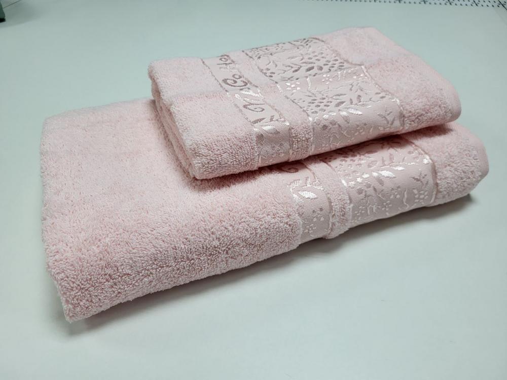 Набор махровых полотенец для ванной VIP COTTON ROWAN 70x140/50x90 см 2 шт. Розовый (13014) - фото 2 Набор махровых полотенец для ванной VIP COTTON ROWAN 70x140/50x90 см 2 шт. Розовый (13014) - фото 2