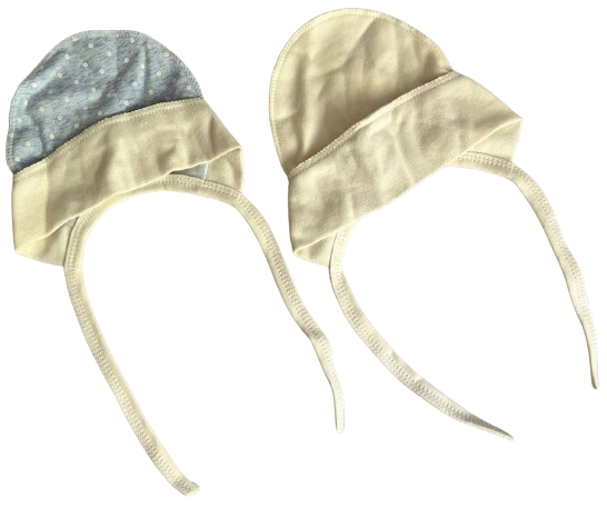 Комплект шапочек-чепчиков для новорожденного на завязочках 2 шт. (475)