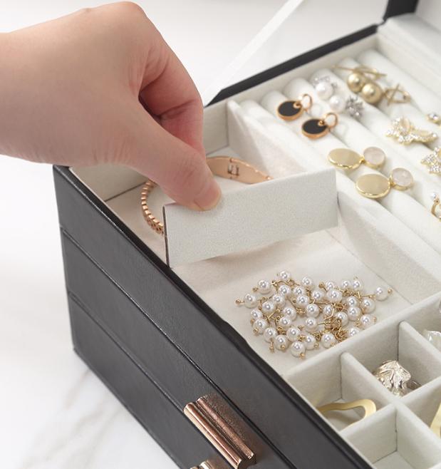 Шкатулка для украшений с крышкой многоуровневая 27х13х18 см Черный/Прозрачный (ШДД-29-1) - фото 9