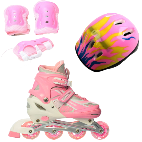 Ролики детские Rider Combo Ecoline защита и шлем р. 39-42 Розовый (2T3007E) Ролики детские Rider Combo Ecoline защита и шлем р. 39-42 Розовый (2T3007E)