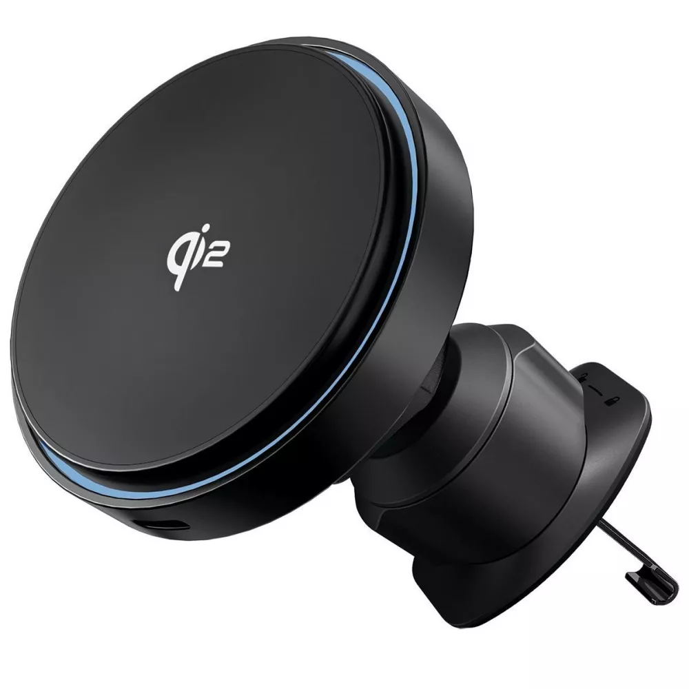 Держатель для телефонов в машину с беспроводной зарядкой Proove Light Circle Qi2 15W на торпедо 65х16 мм (631512)