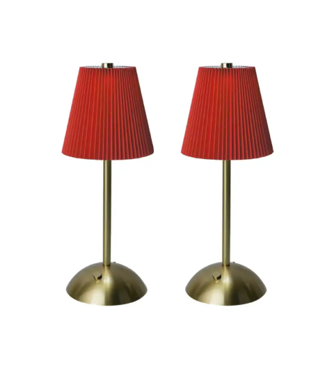 Набор настольных ламп с плиссированным абажуром и металлическим основанием/3 режима яркости 2 шт. Красный (32490692)