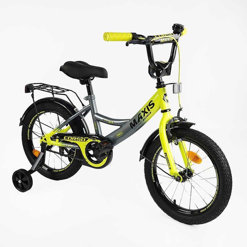 Велосипед дитячий Corso Maxis 16" ручне гальмо/сидіння з ручкою/додаткові колеса Multicolor (162146)