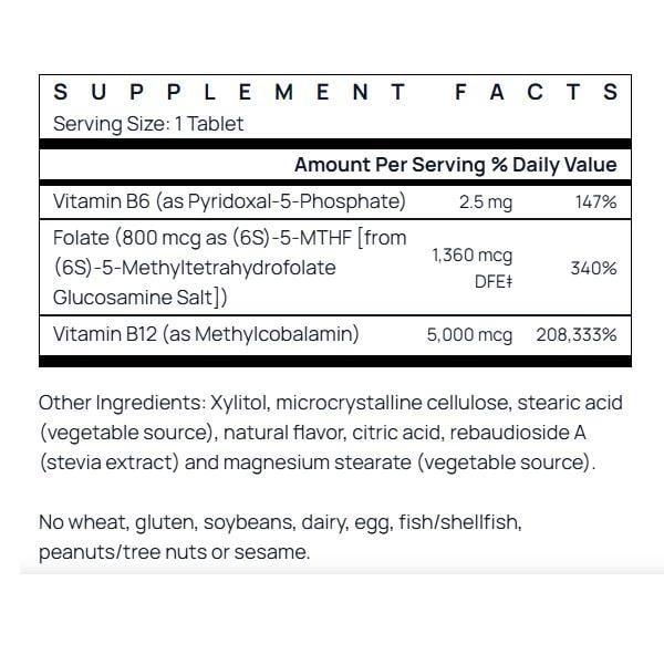 Метилкобаламин Jarrow Formulas Methyl B-12 & Methyl Folate 5000 mcg/800 mcg 60 Lozenges Cherry Flavor - фото 2