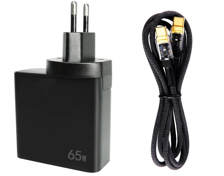 Зарядний пристрій Sequre USB/Type-C/USB-A з LED-індикатором та кабель Type-C PD 100W 5A 65W (27831437)