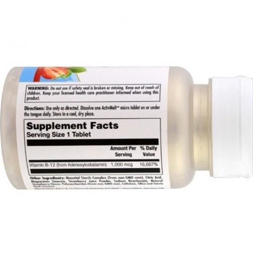 Метилкобаламин KAL B-12 Adenosylcobalamin 1000 мкг 90 Micro Tablets Strawberry Flavor - фото 2