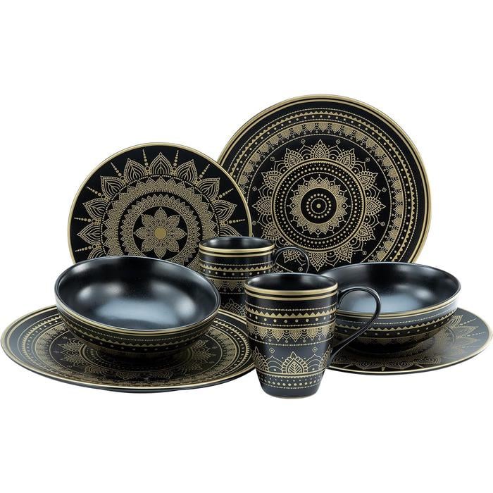 Столовий сервіз Creatable Mandala Gold Black на 2 персони 8 пр. Золотисто-чорний (33494303)