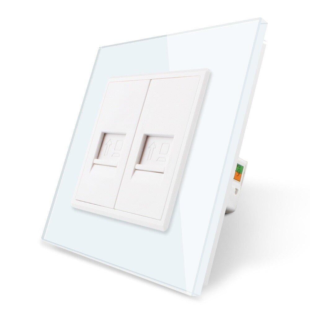 Розетка компьютерная Livolo двойная RJ-45 стеклянная Белый (VL-C792C-11)