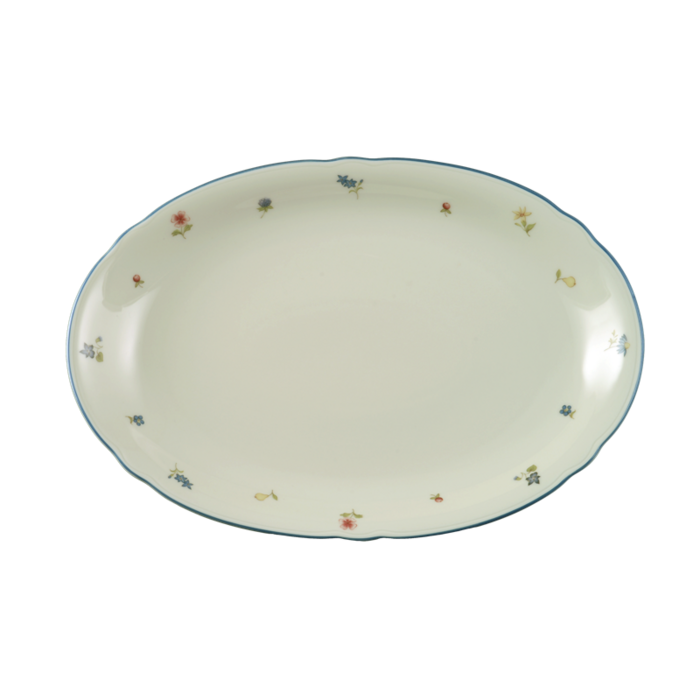Блюдо овальное Streublume blauer Rand Marie-Luise Seltmann 31 см (2508463)