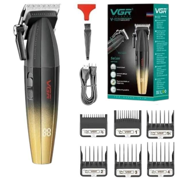 Машинка для стрижки VGR V-003 Professional Turbo акумуляторна 6 насадок 5 Вт Золотий з чорним (2761337006) Машинка для стрижки VGR V-003 Professional Turbo акумуляторна 6 насадок 5 Вт Золотий з чорним (2761337006)