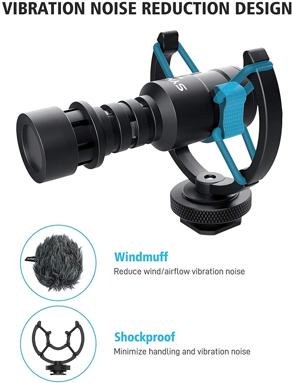 Накамерний мікрофон SYNCO Mic-M1S з вітрозахистом для DSLR - фото 5