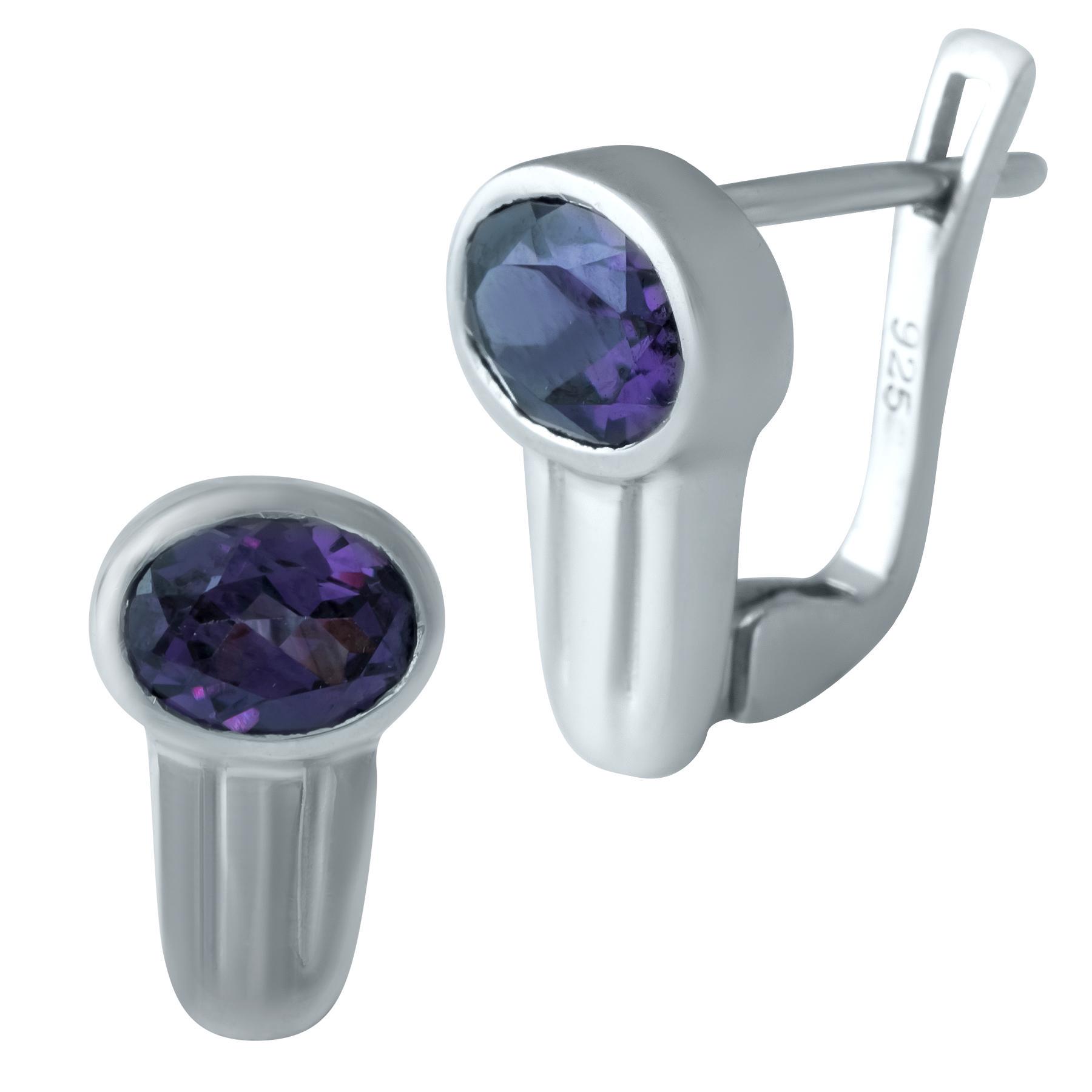 Срібні сережки з олександритом (1939390)