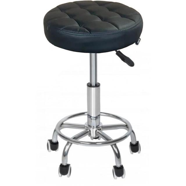 Крісло-табурет на колесах Bonro B-496 без спинки кругле Чорний (2670148609)