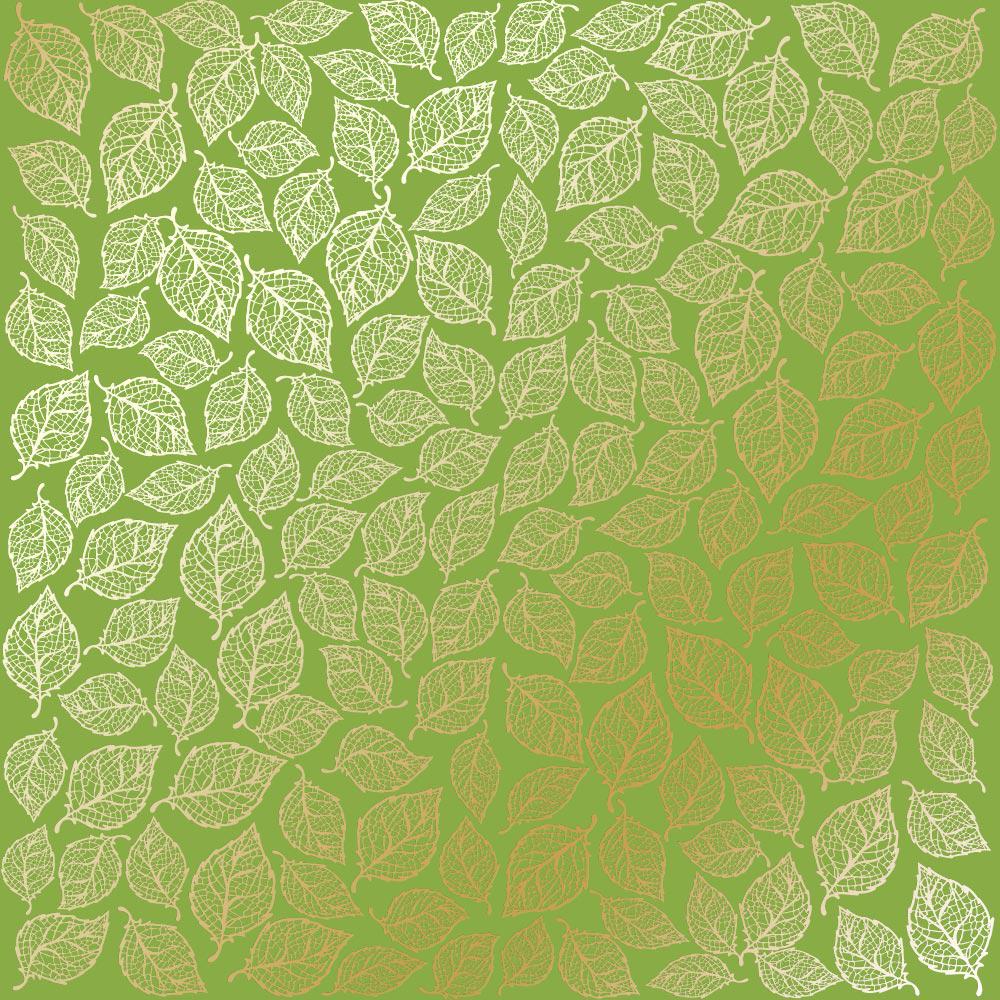 Лист паперу односторонній Golden Leaves mini з фольгуванням 30,5х30,5 см Bright Green