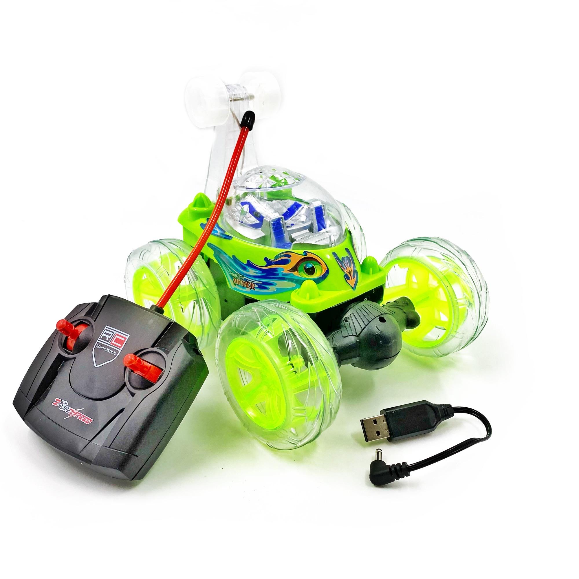 Машинка перевёртыш Jia Yue Toys на радиоуправлении с подсветкой 4,8 В 16 см Зеленый (77463z) - фото 1