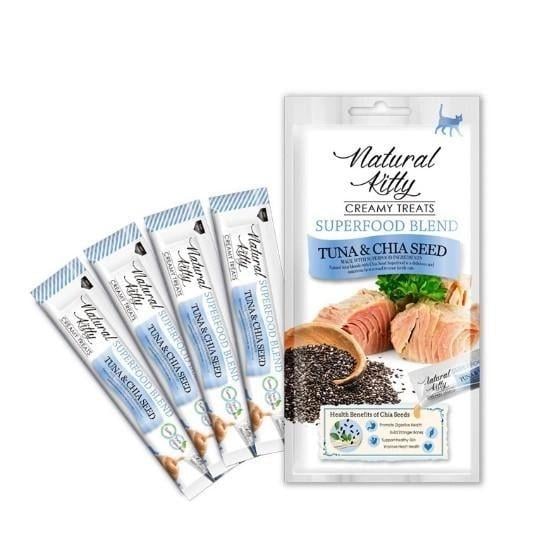 Лакомство кремовое для котов Natural Kitty Creamy Treats со вкусом тунца и семян чиа 4 шт. по 12 г