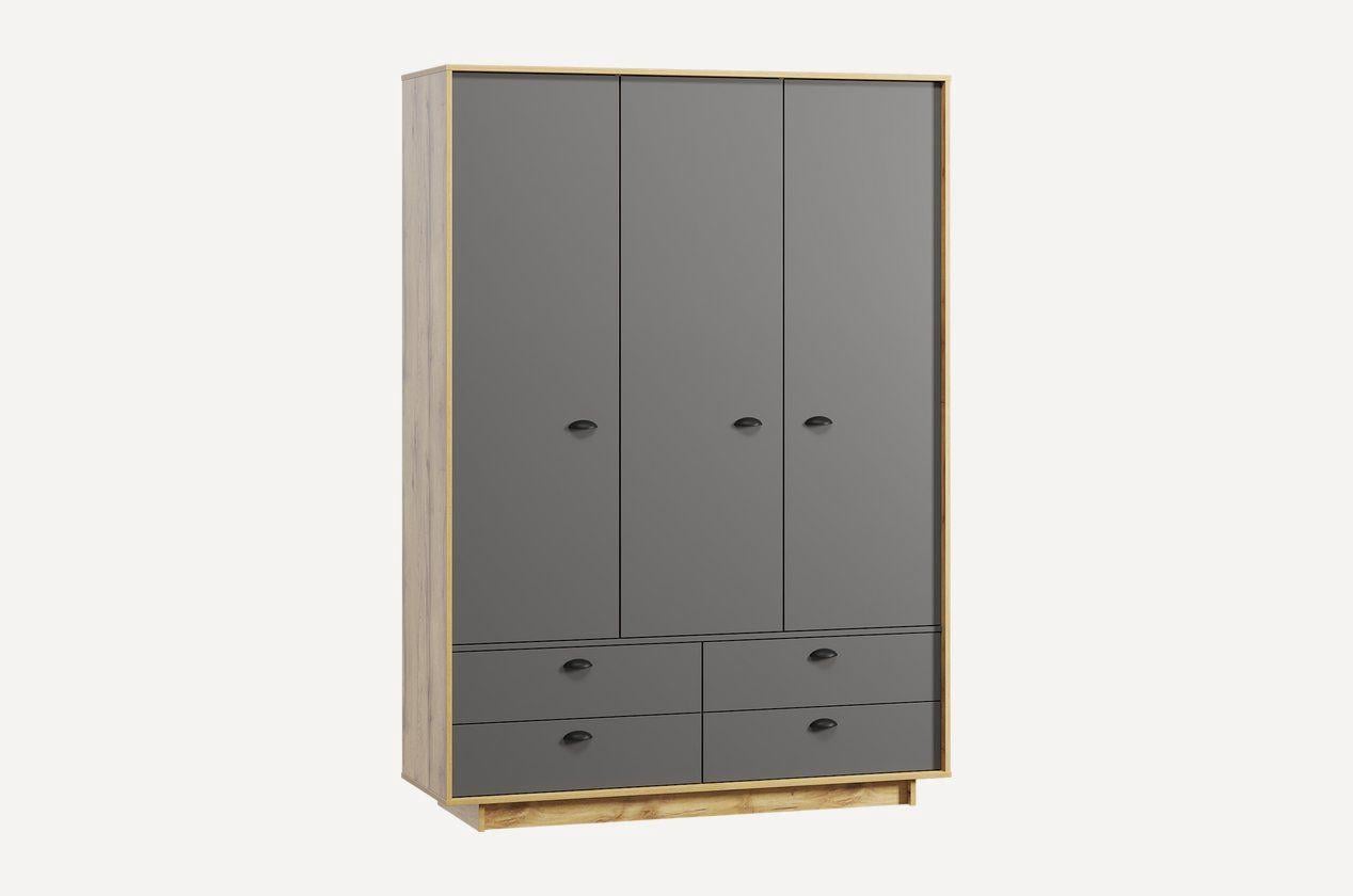 Шкаф Moreli Kuba FK-0006 с ящиками полками и штангой для одежды 1500х2100х500 мм Дуб аппалачи/Антрацитовый (fk-0006-app-ant)