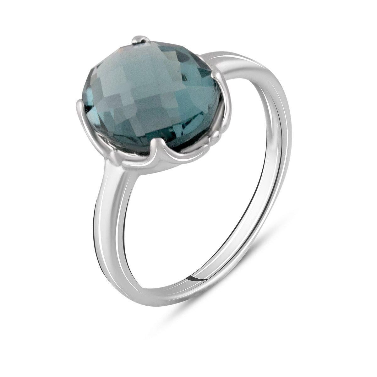 Кольцо серебряное с топазом Лондон Блю 4,05 ct 3,03 г р. 17,5 (1655276)