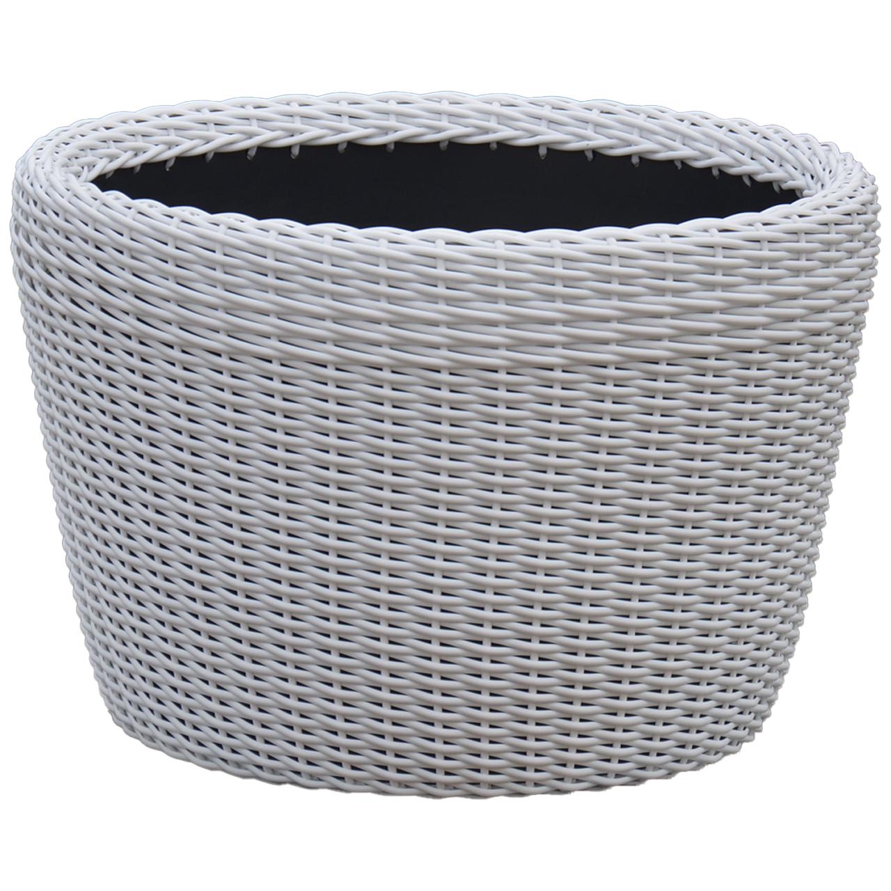 Кашпо велике для рослин та квітів з штучного ротангу/ручної роботи 90 л Білий - фото 1 Кашпо велике для рослин та квітів з штучного ротангу/ручної роботи 90 л Білий - фото 1