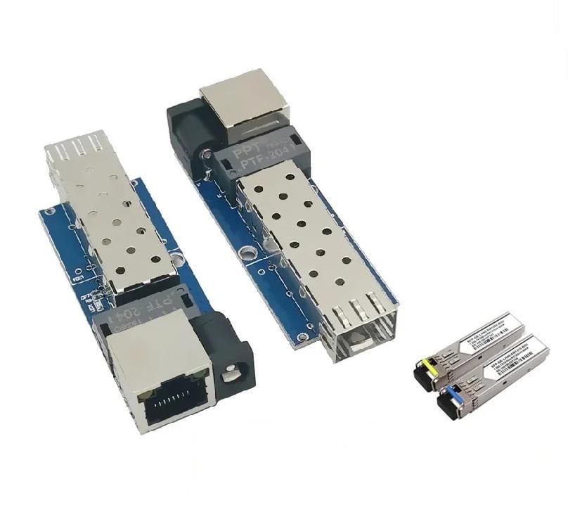 Комплект медиаконвертеров SFP-RJ45+2 BIDI SFP модули 1.25G 20KM LC Ethernet по оптоволокну 5-24V (00-00027344)