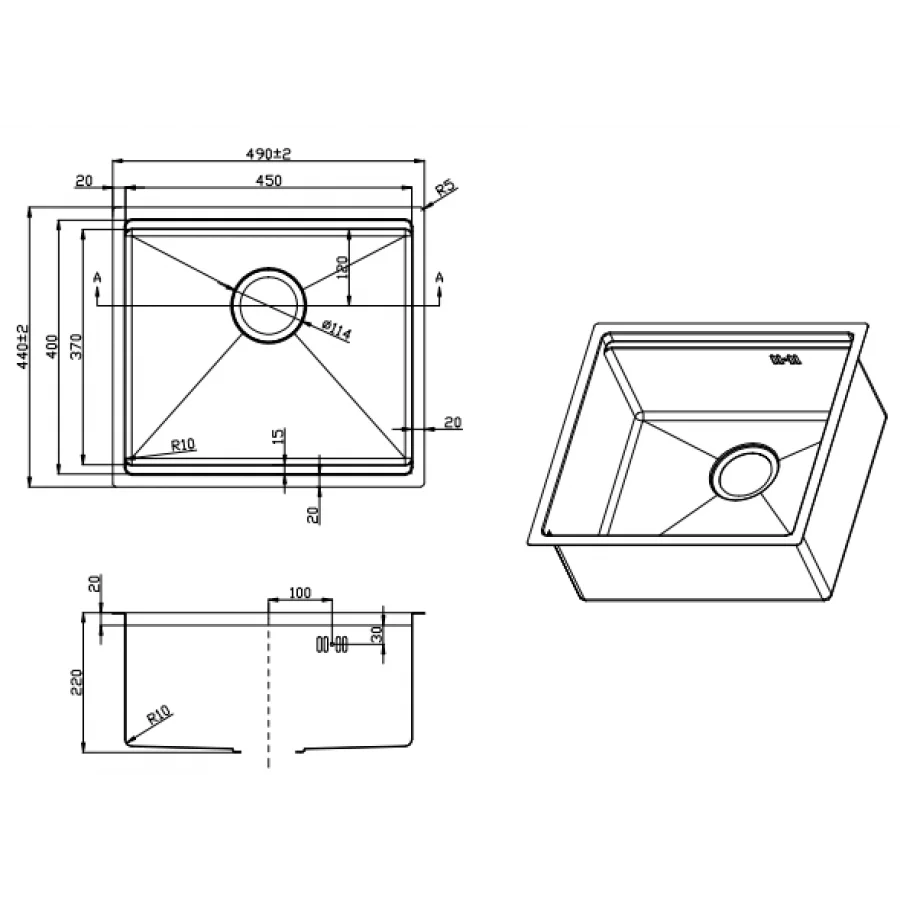 Мийка для кухні LEOMIKAO TOKIO 450-U GM PVD воронена сталь (523345) - фото 2 Мийка для кухні LEOMIKAO TOKIO 450-U GM PVD воронена сталь (523345) - фото 2