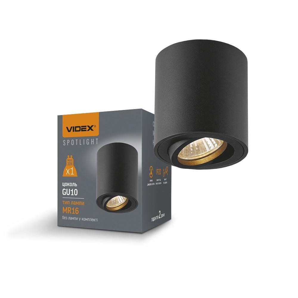 Светильник Videx под лампу GU10 накладной Черный (VL-SPF12A-B)