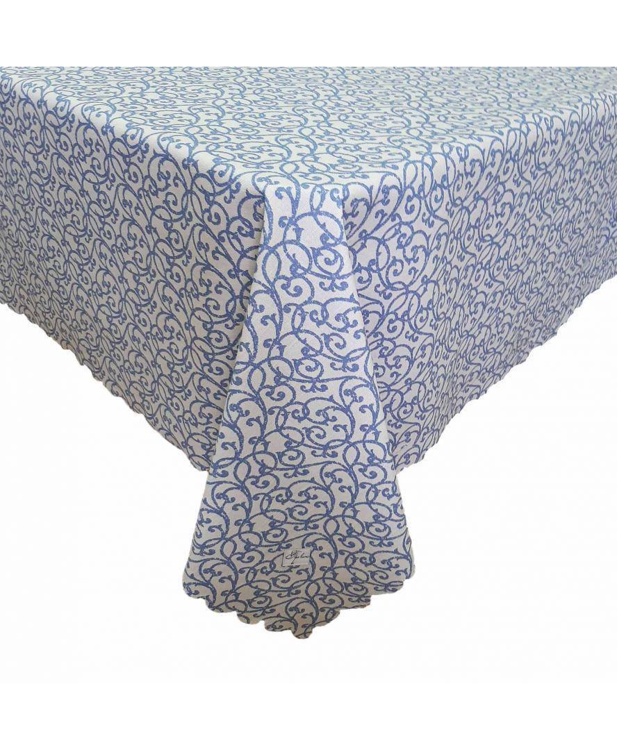 Скатерть водоотталкивающая Simfoni 136х220 Синий вензель