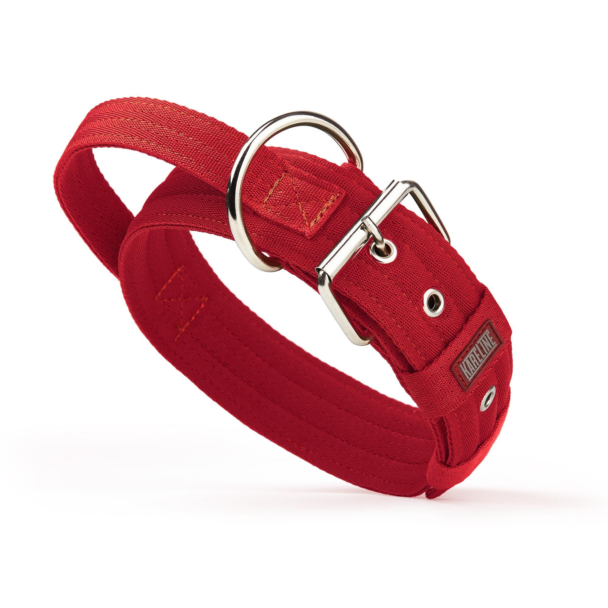 Ошейник KareLine усиленный нейлоновый с ручкой 48 мм 550-640 мм Красный (0988/6)