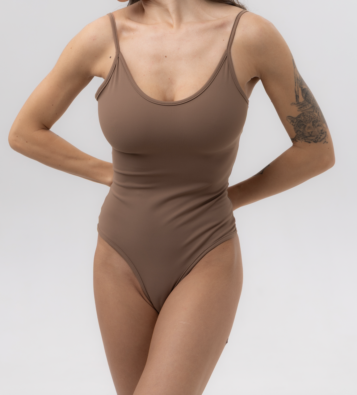 Боді жіноче еластичне на тонких бретелях XL Коричневий (2894501800)