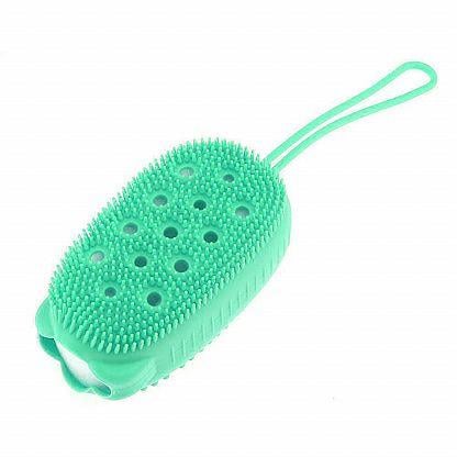 Мочалка масажна силіконова Bath Brush WN-12 двостороння з петлею Зелений (146М)