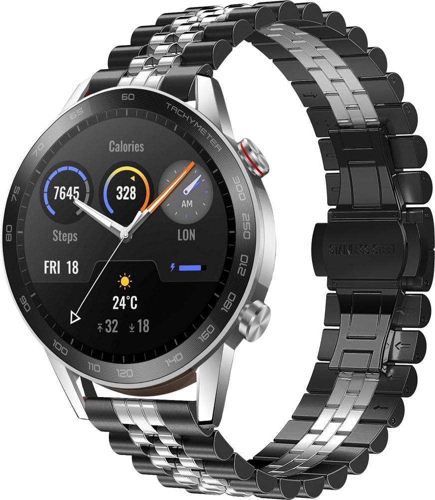 Браслет металлический Stech Line для Honor Magic Watch 2 46 мм Black Silver (29147-03)