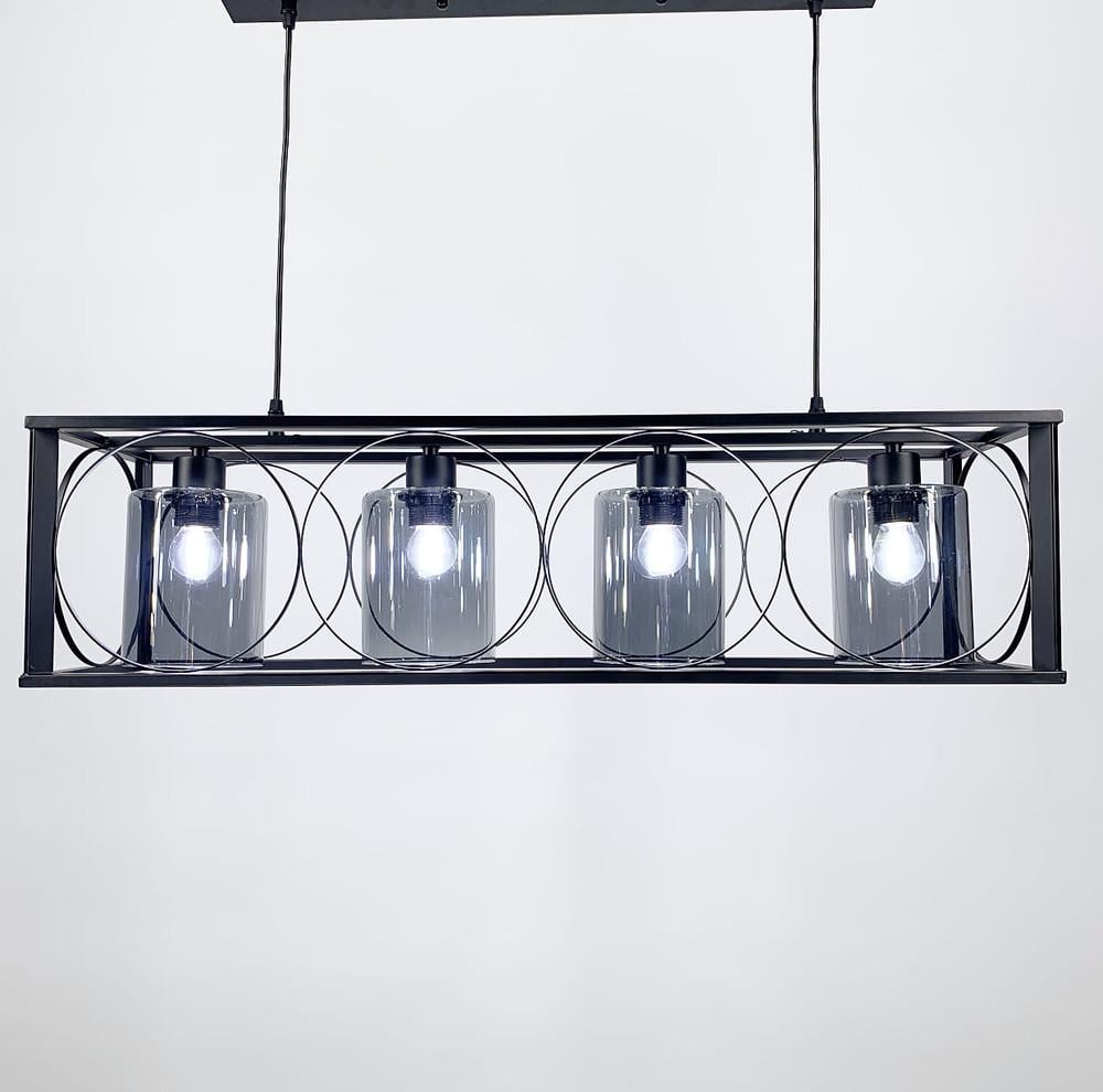 Люстра в металлическом каркасе на 4 графитовых плафона (11825/4)