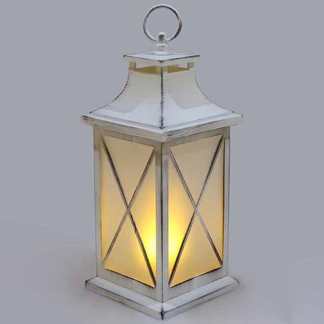 Подсвечник-фонарь со свечей LED Flora Белый (12765)