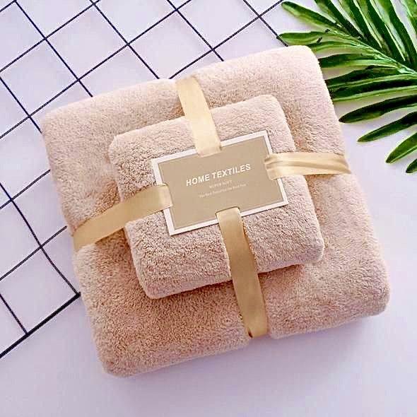 Набір рушників для обличчя і тіла флісових Коричневий (polotenca_2v1_brown) - фото 4