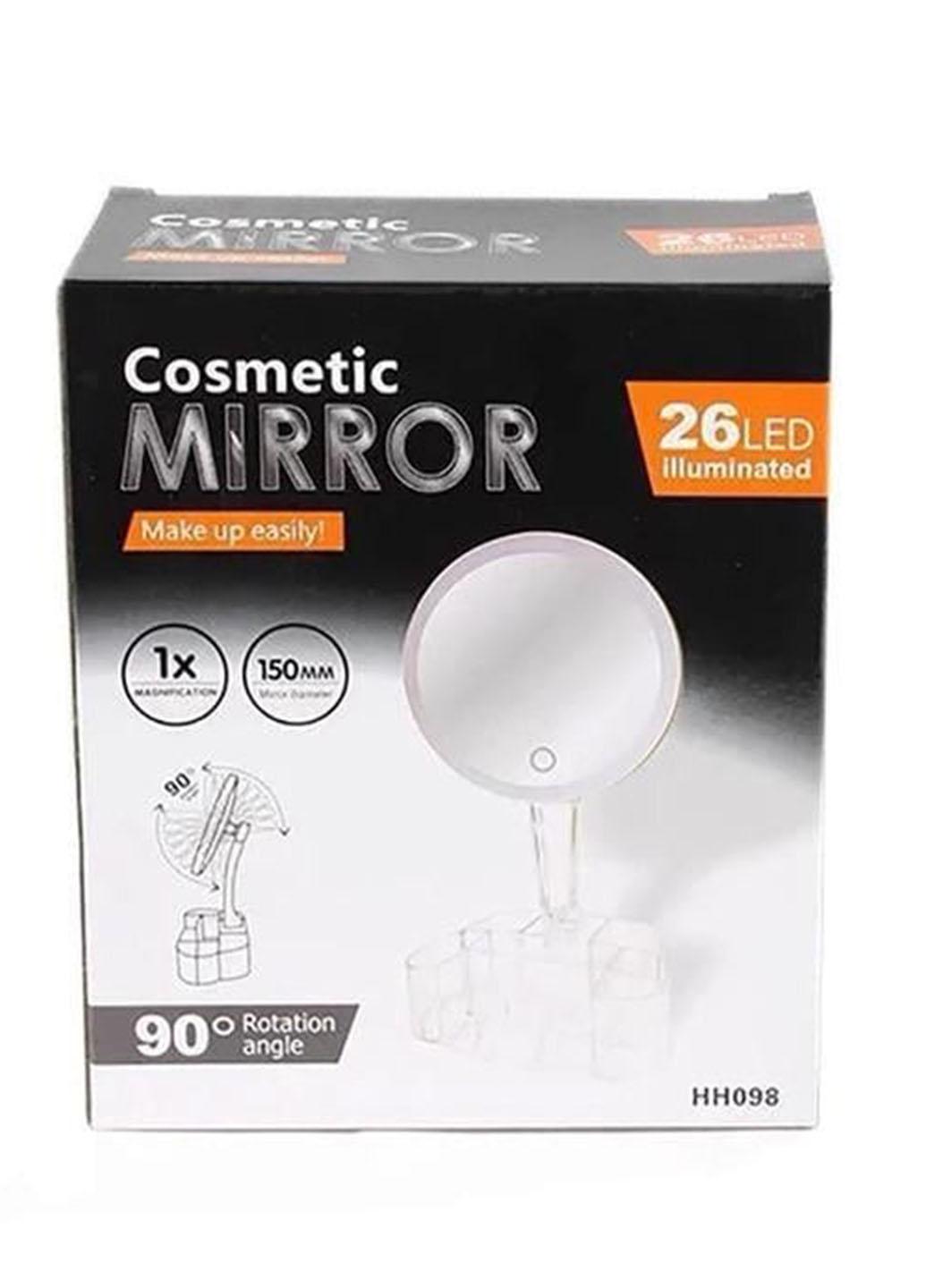 Зеркало настольное косметическое с Led подсветкой Cosmetic Mirror XH-086 с органайзером для косметики 150 мм Белый (U086) - фото 6